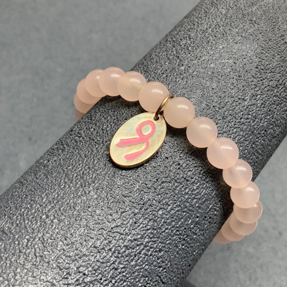 BCA Promise Bracelet Pink Ribbon Silver Charm Breast Cancer Awareness Soft Girl